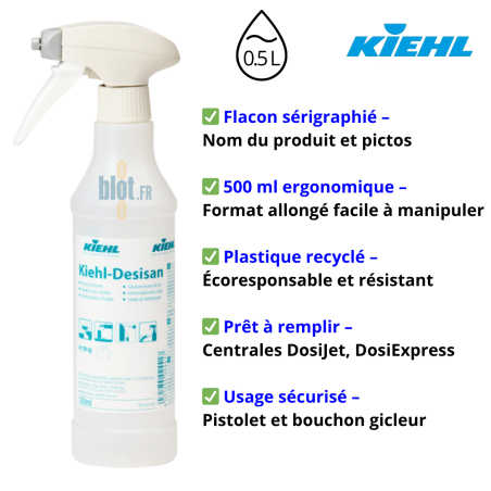 Flacon vide Desisan (500 ML) – Pistolet mousse et bouchon gicleur - Vue principale et caractéristiques