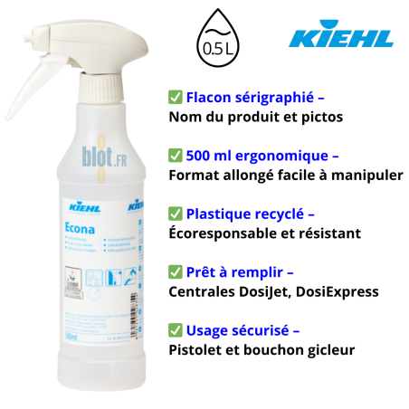 Flacon vide Econa (500 ML) – Pistolet mousse et bouchon gicleur - Vue principale et caractéristiques