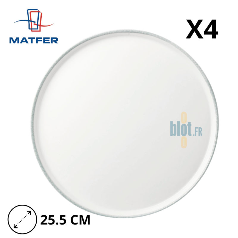 Assiette plate Nuage (ø25.5CM) – Porcelaine blanc mat - (X4)