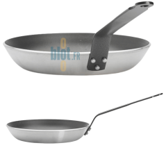 Poêle Lyonnaise CHOC De Buyer 26 cm aluminium épais présentée de profil