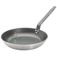 Poêle Lyonnaise CHOC De Buyer 30 cm aluminium épais présentée de profil