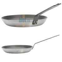 Poêle Lyonnaise CHOC De Buyer 36 cm en aluminium épais présentée de profil