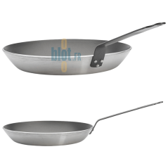 Poêle Lyonnaise CHOC De Buyer 40 cm en aluminium épais présentée de profil
