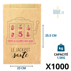 Sac kraft brun Jackpot Santé 1,5 kg avec impression bicolore fruits et légumes