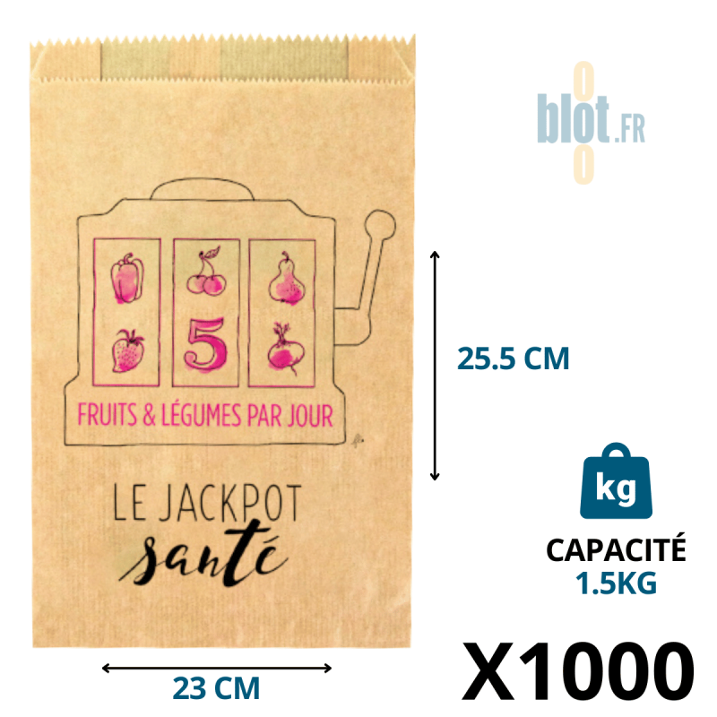 (X1000) - Sacs Fruits kraft - Jackpot Santé Brun - (1.5KG) (X1000) - Sacs Fruits kraft - Jackpot Santé Brun - (1.5KG)