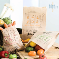 Lot de sacs kraft alimentaires Jackpot Santé 2 kg pour fruits et légumes frais
