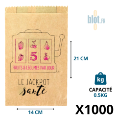 Sac kraft brun Jackpot Santé 0,5 kg avec impression fruits et légumes