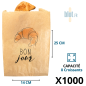 Sac croissant kraft brun Bonjour N°4 avec impression croissant et texte