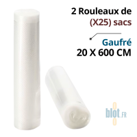 Rouleau de sacs sous vide gaufrés 20 x 600 cm en plastique alimentaire