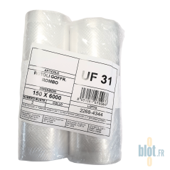 Pack de deux rouleaux prédécoupés gaufrés 30 cm x 6 m avec étiquette