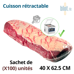 Sachet cuisson sous vide rétractable 40x62,5 cm avec pièce de viande emballée