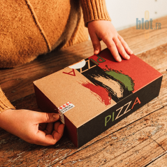(X100) - Boîtes à Pizza Calzone Kraft Brun - 3 Couleurs - (17x17x7,2CM)