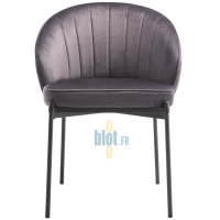 Chaise ROSALIE grise vue de face sur quatre pieds en métal noir