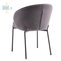 Chaise ROSALIE grise vue arrière avec piètement métal époxy