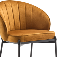 Chaise ROSALIE moutarde vue rapprochée du dossier et de l’assise