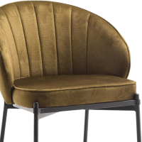 Chaise ROSALIE verte olive vue rapprochée sur assise et dossier.