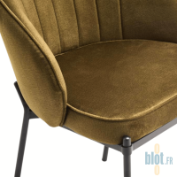 Gros plan sur assise de la chaise ROSALIE verte olive.