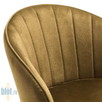 Gros plan sur dossier capitonné de la chaise ROSALIE verte olive.