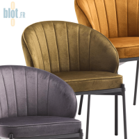 Chaises ROSALIE en coloris gris, moutarde et vert olive.