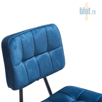 Dossier rembourré chaise LIPARI BLEU en tissu effet velours bleu