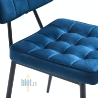 Assise capitonnée chaise LIPARI BLEU en tissu effet velours bleu