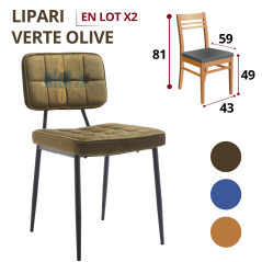 Chaise LIPARI vert olive vue de face trois quarts