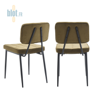 Deux chaises LIPARI vert olive vues de dos et de trois quarts