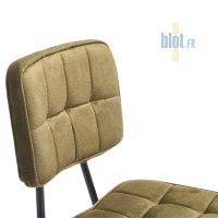 Dossier rembourré de la chaise LIPARI vert olive en détail