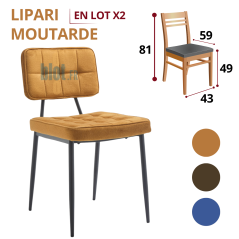 Chaise LIPARI moutarde lot de 2 structure métal assise rembourrée