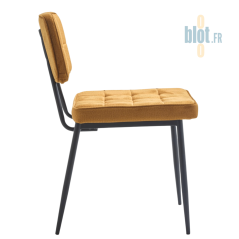 Chaise LIPARI moutarde vue de côté avec pieds métal noir