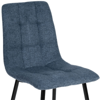 Zoom dossier chaise CARLA bleu avec assise capitonnée