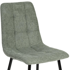 Chaise CARLA verte en tissu avec pieds métal noir – vue de trois quarts avant