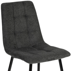 Chaise CARLA anthracite en tissu avec pieds métal noir – vue de trois quarts avant
