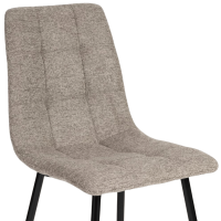 Chaise CARLA taupe en tissu avec pieds métal noir – vue de trois quarts avant