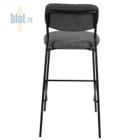 tabouret AGATE gris dossier et assise rembourrés vue arrière complète