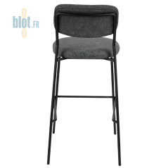 tabouret AGATE gris dossier et assise rembourrés vue arrière complète