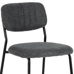 zoom dossier et assise tabouret AGATE gris tissu professionnel easy clean