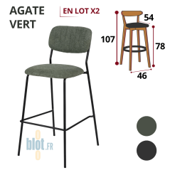 tabouret AGATE vert assise tissu easy clean structure métal noir vue avant
