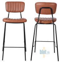 Tabourets hauts DALLAS marron clair vus de face et de dos
