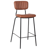 Tabouret haut DALLAS marron clair avec assise et dossier rembourrés