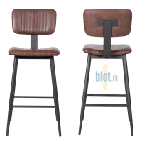 Tabouret VIRGINIA marron foncé – vue avant et arrière dossier en simili cuir