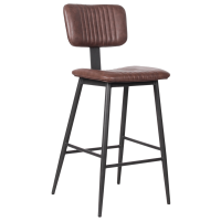 Tabouret VIRGINIA marron foncé en simili cuir avec structure métal noir – vue de trois-quarts
