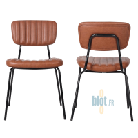 Chaise DALLAS marron cognac présentée de face et de dos