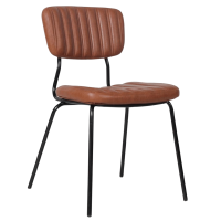 Chaise DALLAS marron cognac vintage avec assise matelassée