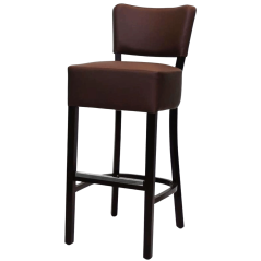 Tabouret LUIGI chocolat avec assise garnie et dossier rembourré en simili cuir