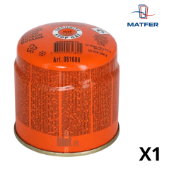 Cartouche de gaz Matfer 360 ml vue de dessus – Recharge butane sécurisée pour chalumeau professionnel