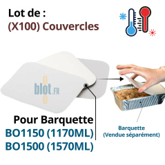 Lot de 100 couvercles CO1150 CO1500 – opercules carton aluminium pour barquettes BO1150 et BO1500