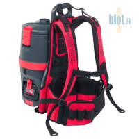 Harnais dorsal ergonomique rouge et noir pour aspirateur professionnel