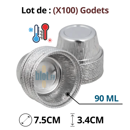 Godets aluminium jetables 90 ml empilés pour cuisson et congélation