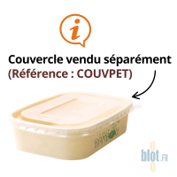 Barquette bambou 500 ml avec couvercle COUVPET présenté séparément